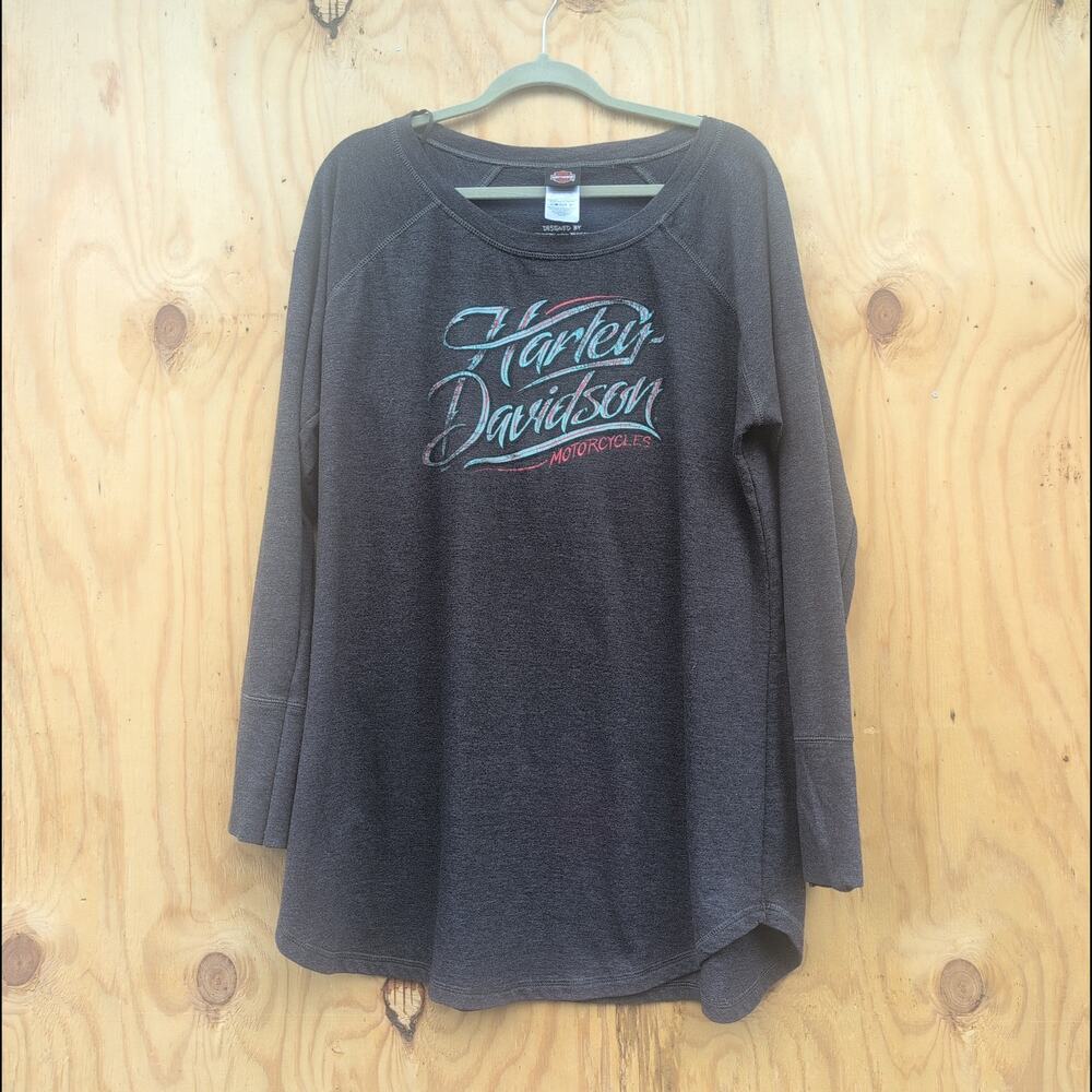 Harley Davidson Lightweight Scoop Crewneck Charcoal Gray Women's XXL